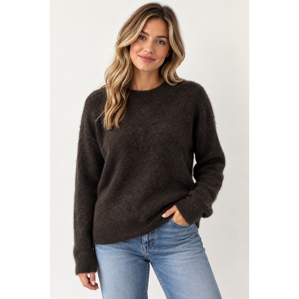 Banana Republic Sweater Women Medium Dark Academia Alpaca Italian Yarn Brown